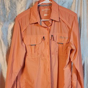 Cabella's Guide Wear UPF 50 Long Sleeve Shirt sz L in Orange Sherbert